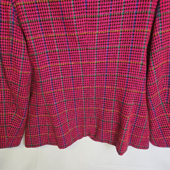 Vtg Norton McNaughton Tweed Wool Blend Houndstooth Blazer, Multicolor, Size 12 - Picture 8 of 8